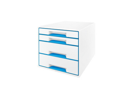 LEITZ Bloc de classement WOW CUBE, 4 tiroirs, blanc/bleu