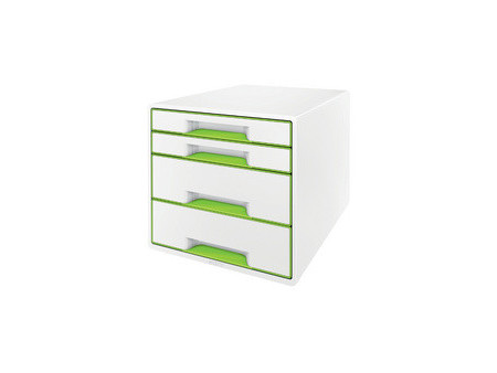 LEITZ Bloc de classement WOW CUBE, 4 tiroirs, blanc/vert