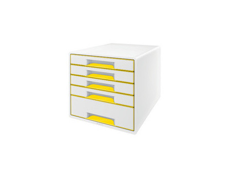 LEITZ Bloc de classement WOW CUBE, 5 tiroirs, blanc/jaune