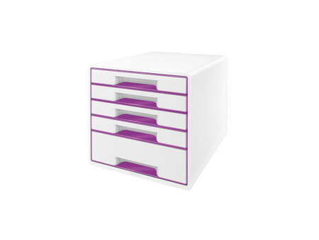 LEITZ Bloc de classement WOW CUBE, 5 tiroirs, blanc/rouge
