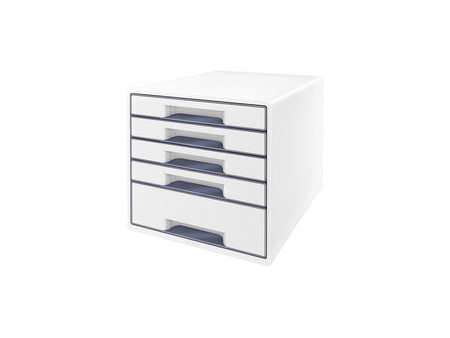 LEITZ Bloc de classement WOW CUBE, 5 tiroirs, blanc/rouge