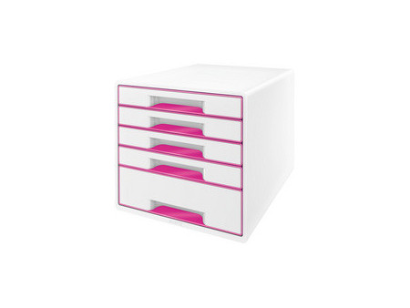 LEITZ Bloc de classement WOW CUBE, 5 tiroirs, blanc/bleu gla