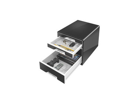 LEITZ Bloc de classement WOW CUBE, 4 tiroirs, noir/gris