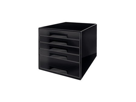 LEITZ Bloc de classement WOW CUBE, 5 tiroirs, noir/gris