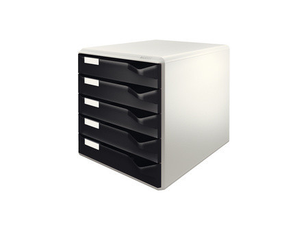 LEITZ Module de classement, 5 tiroirs, gris-clair/rouge