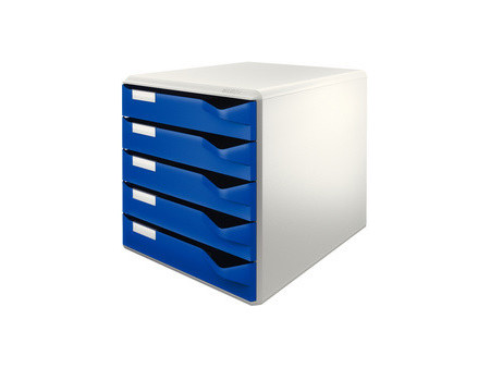 LEITZ Module de classement, 5 tiroirs, gris-clair/rouge