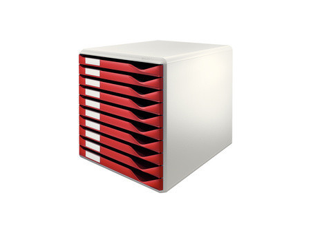 LEITZ Module de classement formulaires,10 tiroirs,gris/rouge