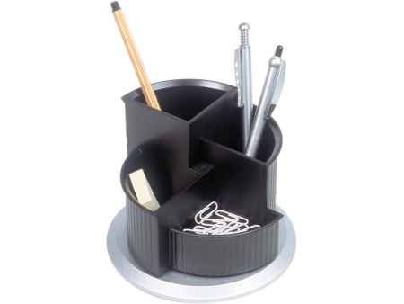 helit Pot multifonction Silver, 4 compartiments, noir/argent