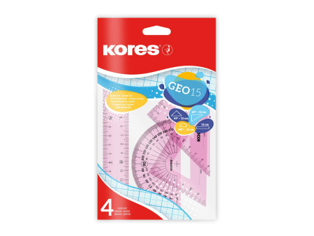 Kores Kit de géometrie GEO15, 4 pièces, assorti