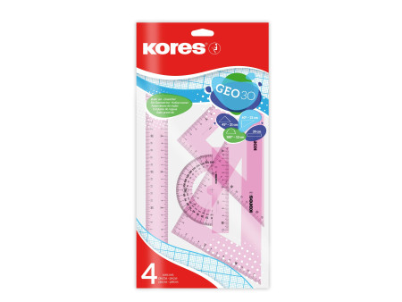 Kores Kit de géometrie GEO15, 4 pièces, assorti