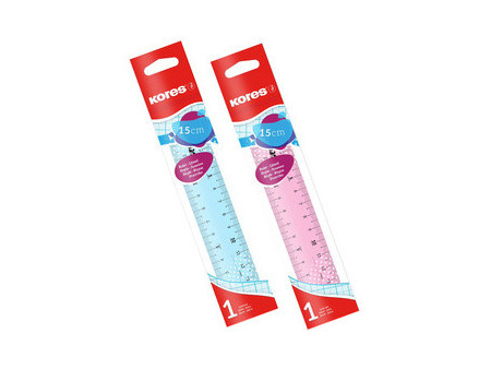 Kores Règle plate, 150 mm, transparent, assorti