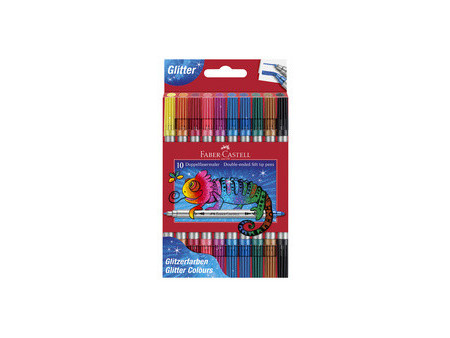FABER-CASTELL Feutre double pointe Glitzer, boîte de 10