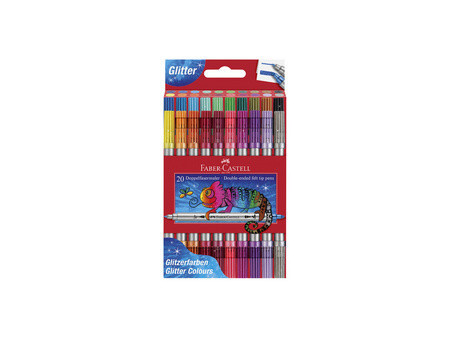 FABER-CASTELL Feutre double pointe Glitzer, boîte de 20