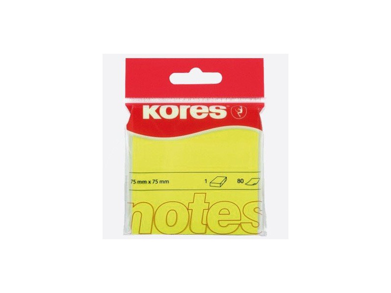 Kores Note adhésive 'NEON', 75 x 75, uni, jaune fluo