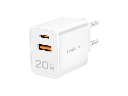 LogiLink Chargeur secteur USB, 1x USB-A, 1x USB-C, 20 watts