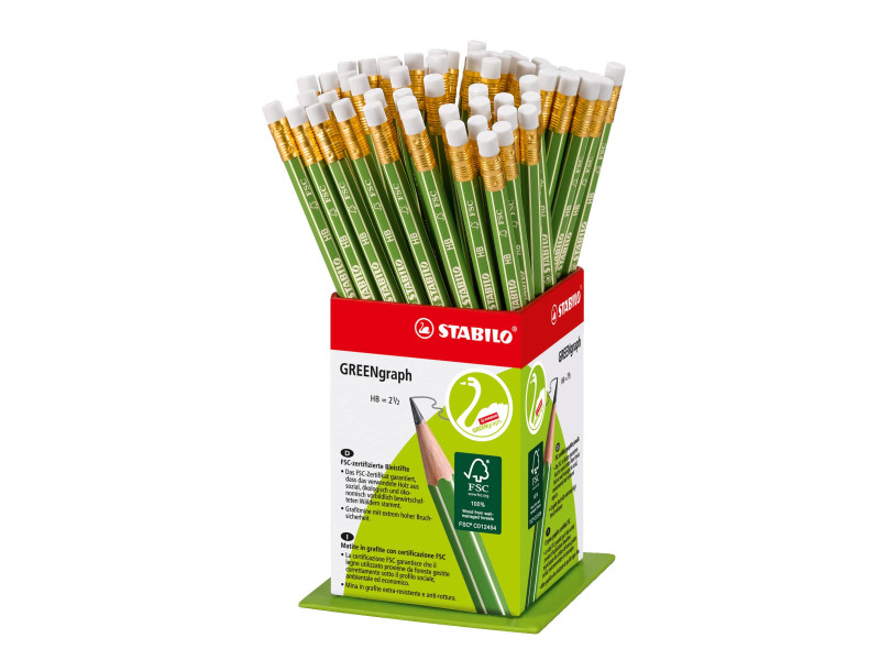 STABILO Crayon GREENgraph, dureté: HB, présentoir de 60