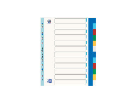 Oxford Intercalaires en plastique, uni, A4, 12 touches
