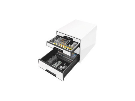 LEITZ Bloc de classement WOW CUBE, 4 tiroirs, blanc perlé/