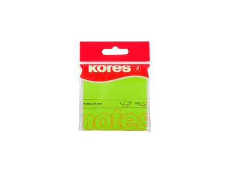 Kores Note adhésive 'NEON', 75 x 75 mm, uni, orange fluo