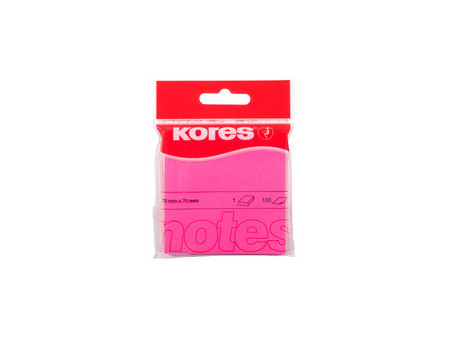Kores Note adhésive NEON, 75 x 75 mm, uni, rose fluo