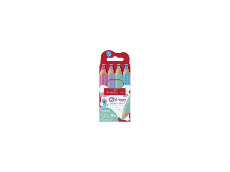 FABER-CASTELL Crayon de couleur Grippy Pastel, étui de 4