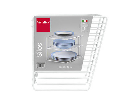 metaltex Étagère d'angle Silos, 2 niveaux, blanc