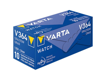 VARTA Pile oxyde argent pour montres, V364 (SR60), 1,55 V