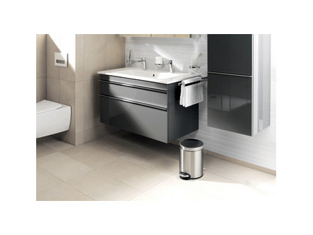 DURABLE Poubelle à pédale inox, rond, 5 litres, argent
