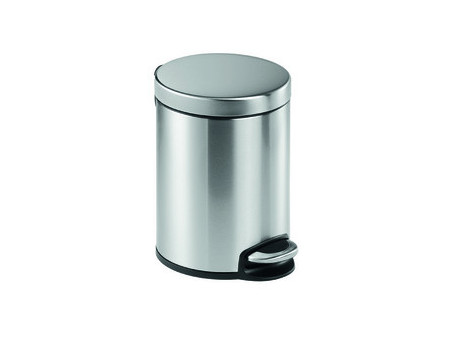 DURABLE Poubelle à pédale inox, rond, 5 litres, argent