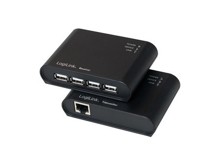 LogiLink Kit Extender USB 2.0, avec hub USB 4 ports