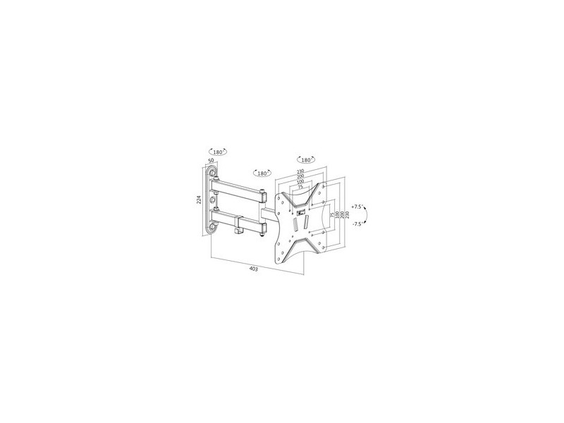 LogiLink Support mural pour TV Full Motion,58,42 - 106,68 cm