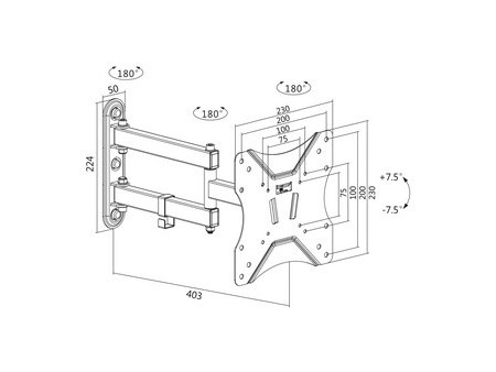 LogiLink Support mural pour TV Full Motion,58,42 - 106,68 cm