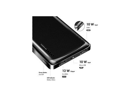 LogiLink Powerbank, 10.000 mAh, 2 USB-A, noir