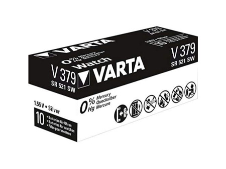 VARTA Pile oxyde argent pour montres, V379 (SR63), 1,55 V