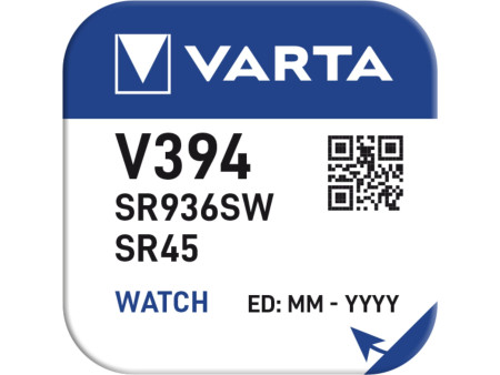 VARTA Pile oxyde argent pour montres, V394 (SR45), 1,55 V