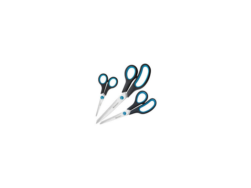 WESTCOTT Ciseaux Easy Grip, set de 3, noir/bleu