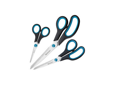 WESTCOTT Ciseaux Easy Grip, set de 3, noir/bleu