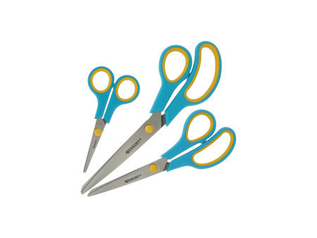WESTCOTT Ciseaux Easy Grip, set de 3, noir/bleu