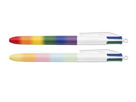 BIC Stylo à bille 4 Colours Rainbow Mix, présentoir de 30