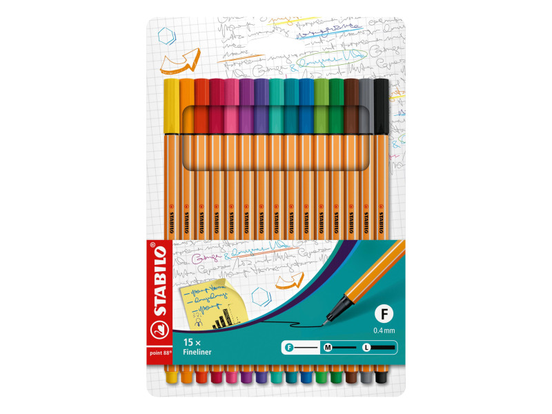 STABILO Feutre à pointe fine point 88, étui carton de 15
