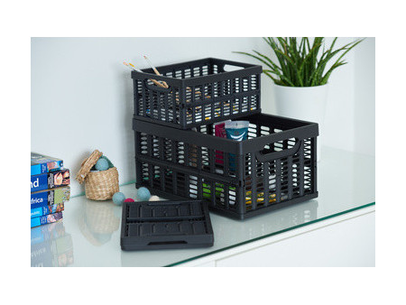 NHG Caisse de rangement pliante, PP, 32,5 litres, noir