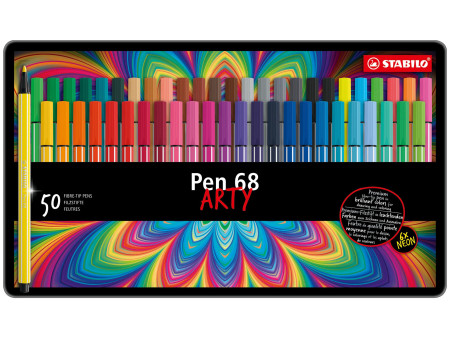 STABILO Feutre Pen 68, étui métallique de 50