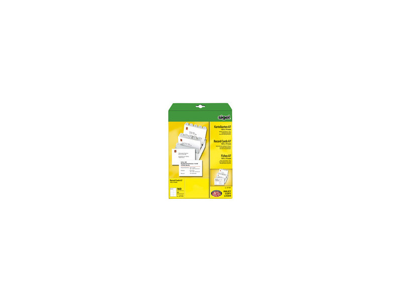 sigel Fiches bristol, A7 (A4), 185 g/m2, microperforation