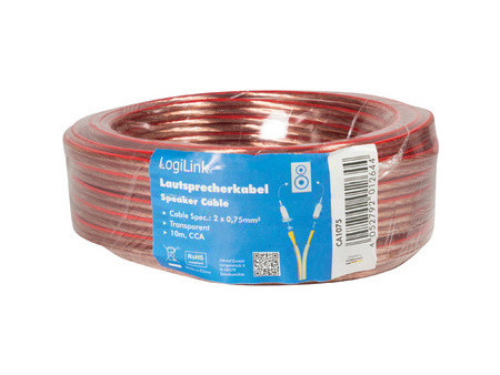 LogiLink Câble pour haut-parleurs, 2 x 1,5 mm2, 10 m