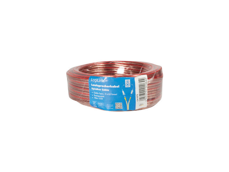 LogiLink Câble pour haut-parleurs, 2 x 1,5 mm2, 10 m