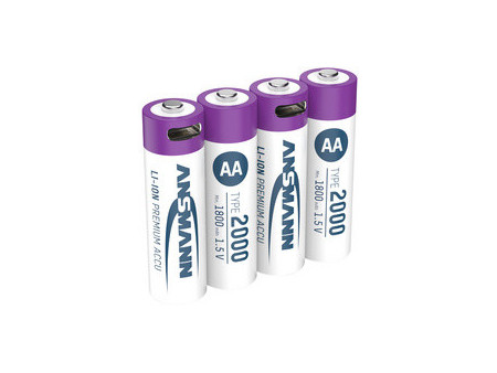 ANSMANN Piles Li-Ion mignon AA avec prise USB-C femelle