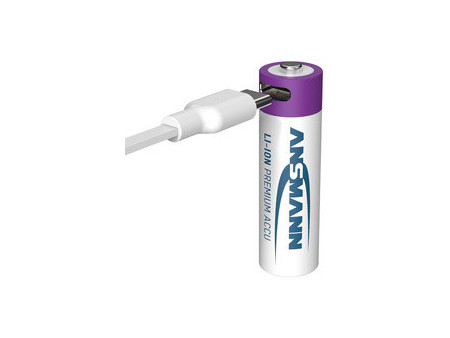 ANSMANN Piles Li-Ion mignon AA avec prise USB-C femelle
