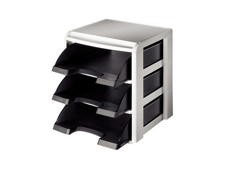 LEITZ Set corbeilles à courrier, A4, corbeilles noire