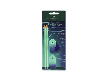 FABER-CASTELL Kit d'écriture GRIP Flow Edition, buzzing blue