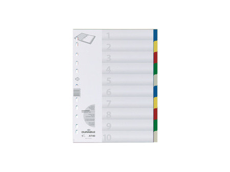 DURABLE Intercalaires en plastique, A4, PP, 20 touches